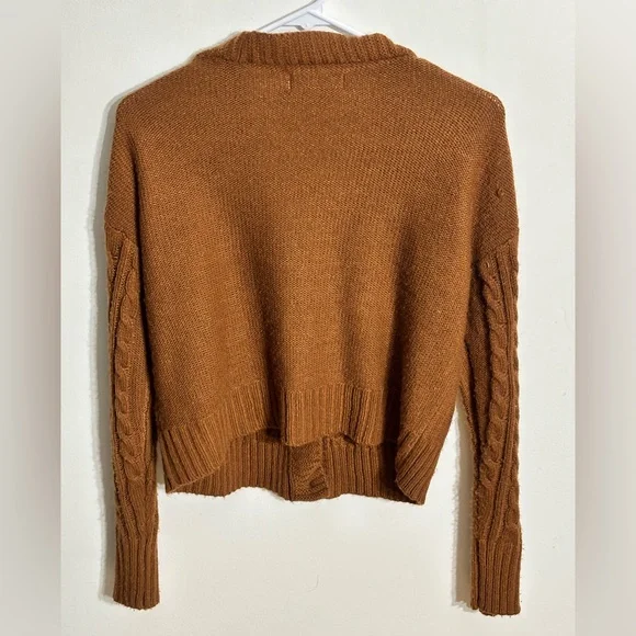 Cozy Brown Cable Knit Cardigan - Picture 2 of 3